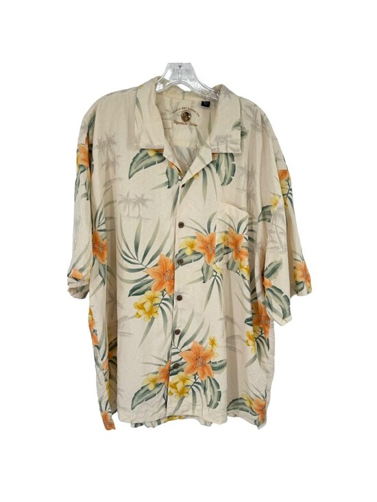 Eagle dry goods Other - Eagle dry goods Mens Tropical Hawaiian Shirt XXL Silk Beige yellow Floral Print
